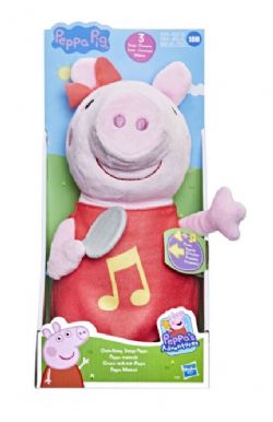 PELUCHE CHANTANTE - PEPPA PIG PEPPA AVEC ROBE ROUGE PAILLETÉE 28 CM